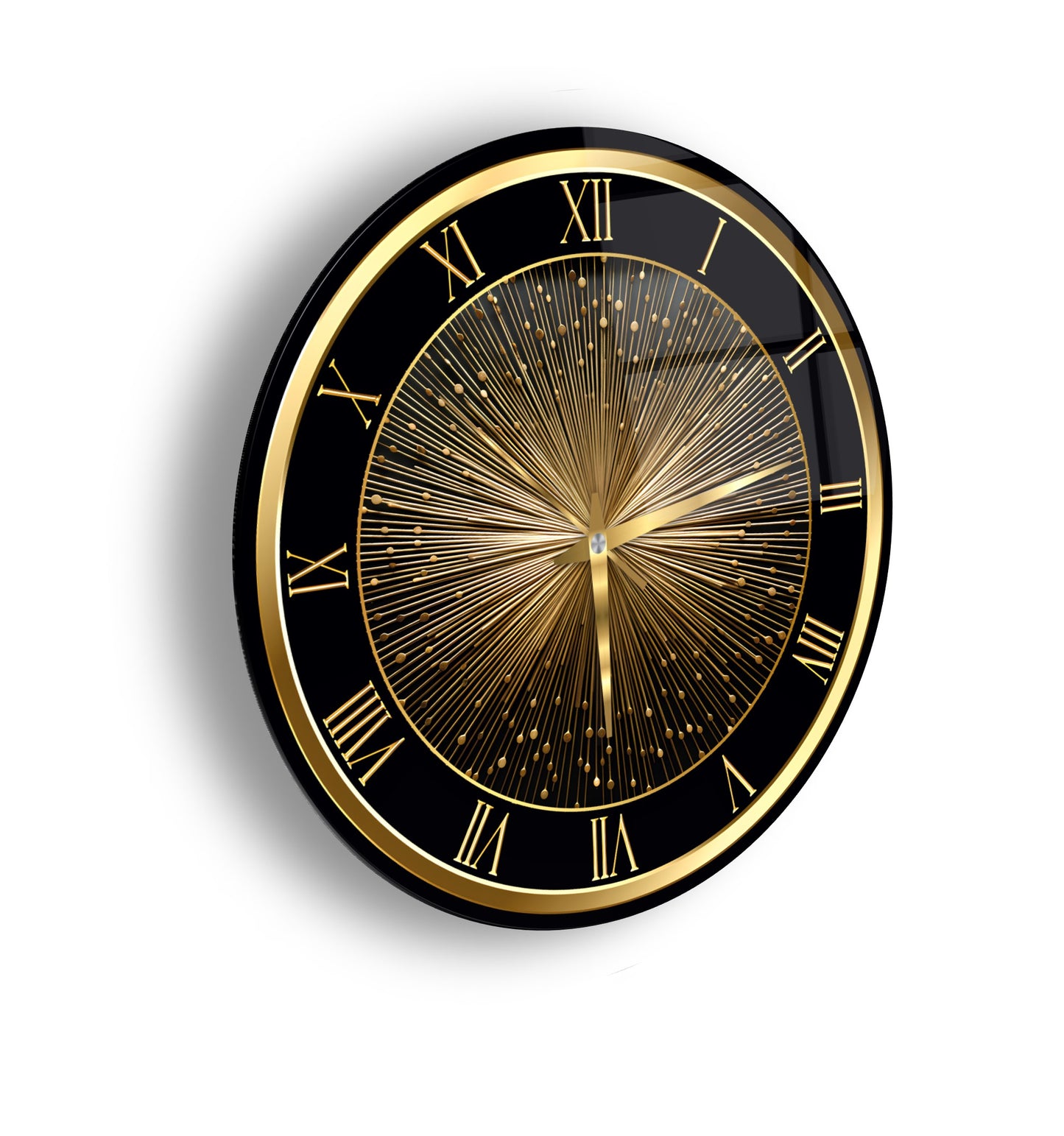 Soyut Gold Cam Duvar Saati