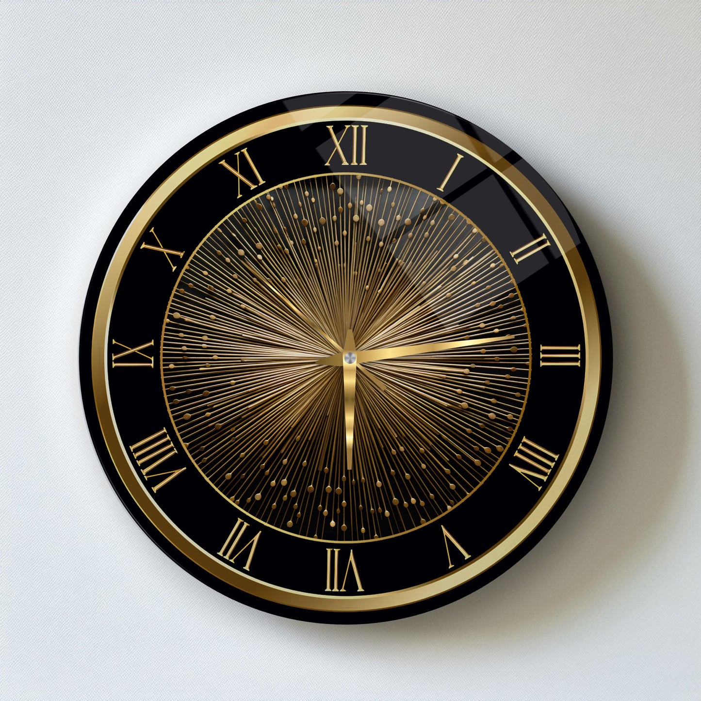 Soyut Gold Cam Duvar Saati