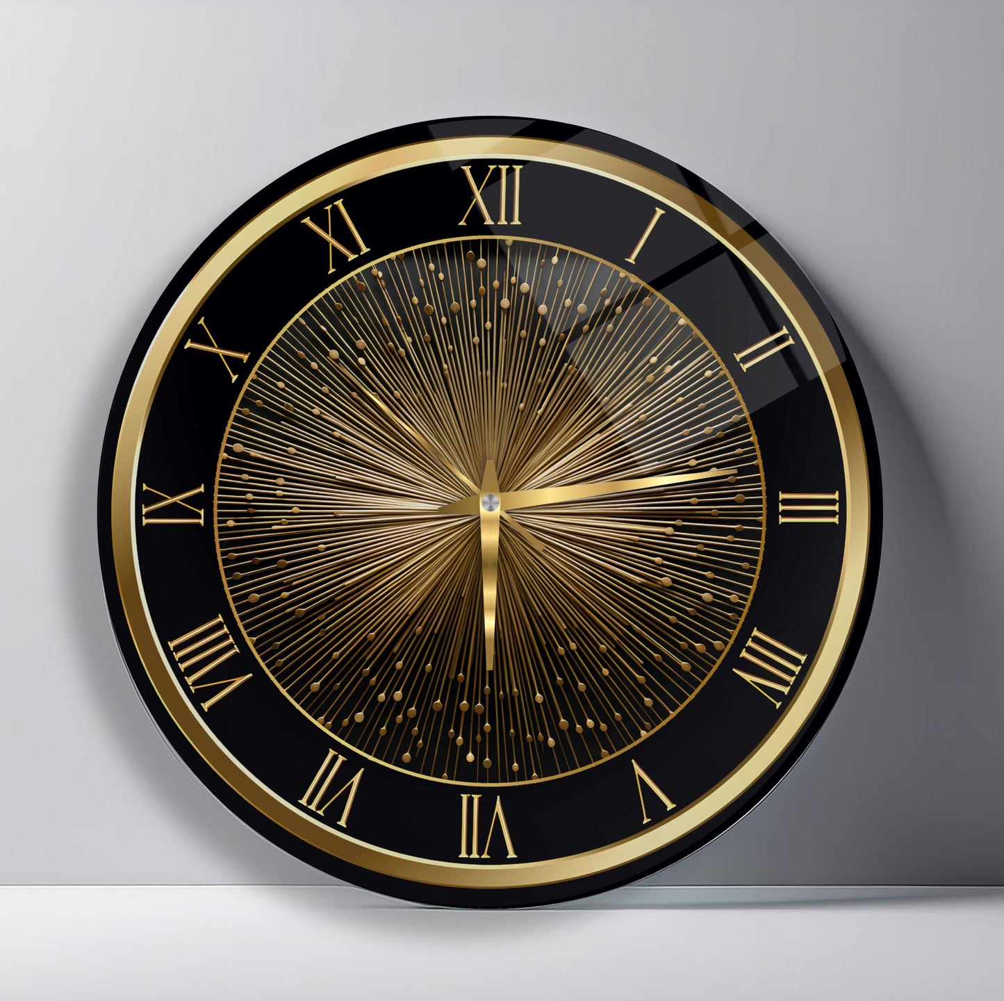 Soyut Gold Cam Duvar Saati