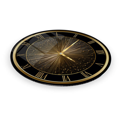 Soyut Gold Cam Duvar Saati