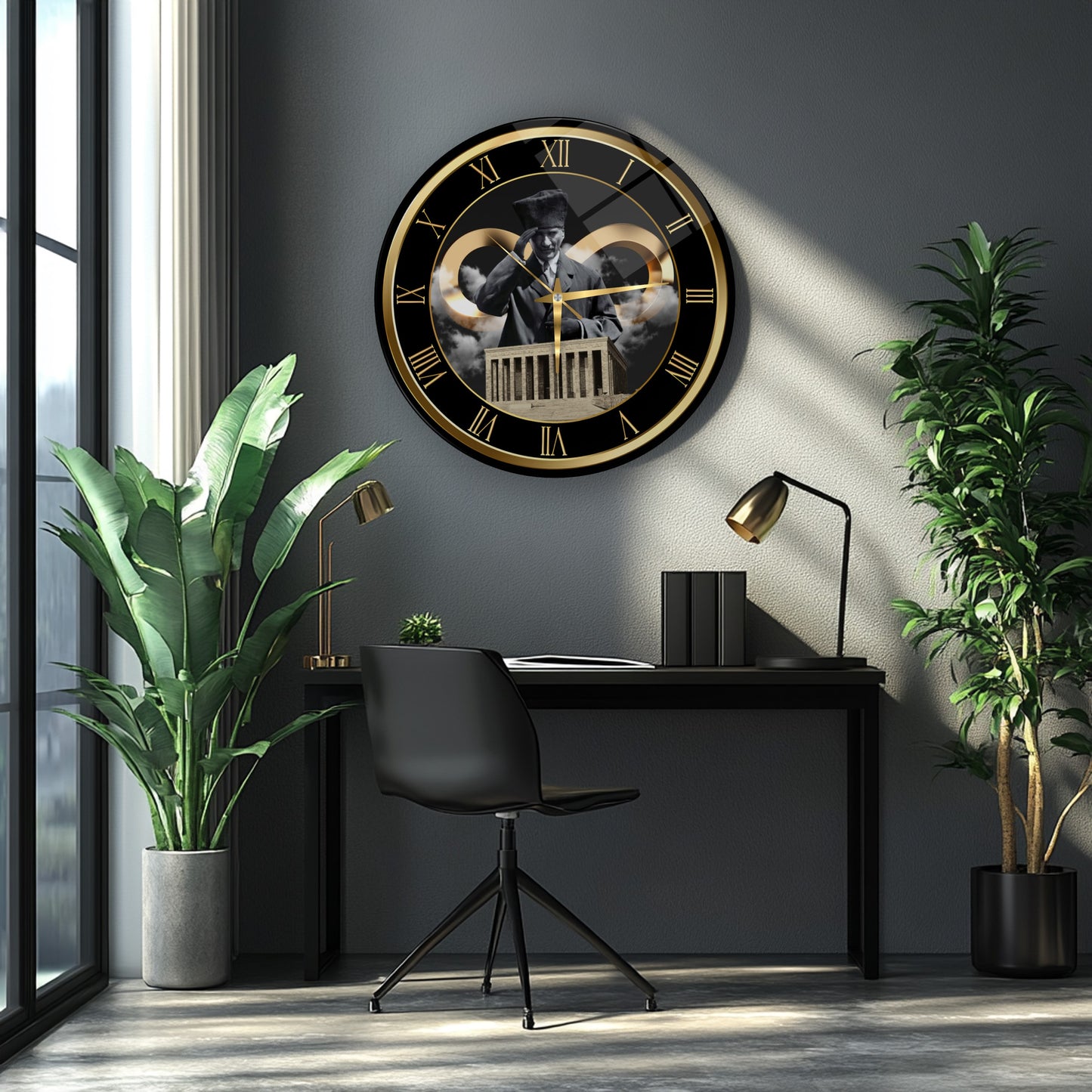 Atatürk ve Sonsuzluk Cam Duvar Saati