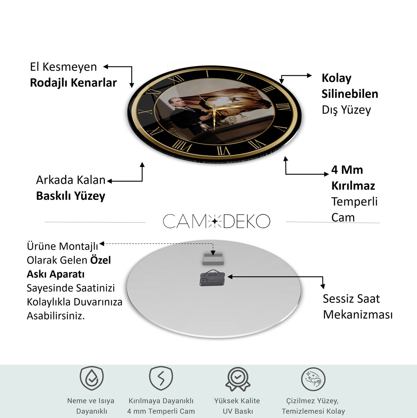 Atatürk Cam Duvar Saati