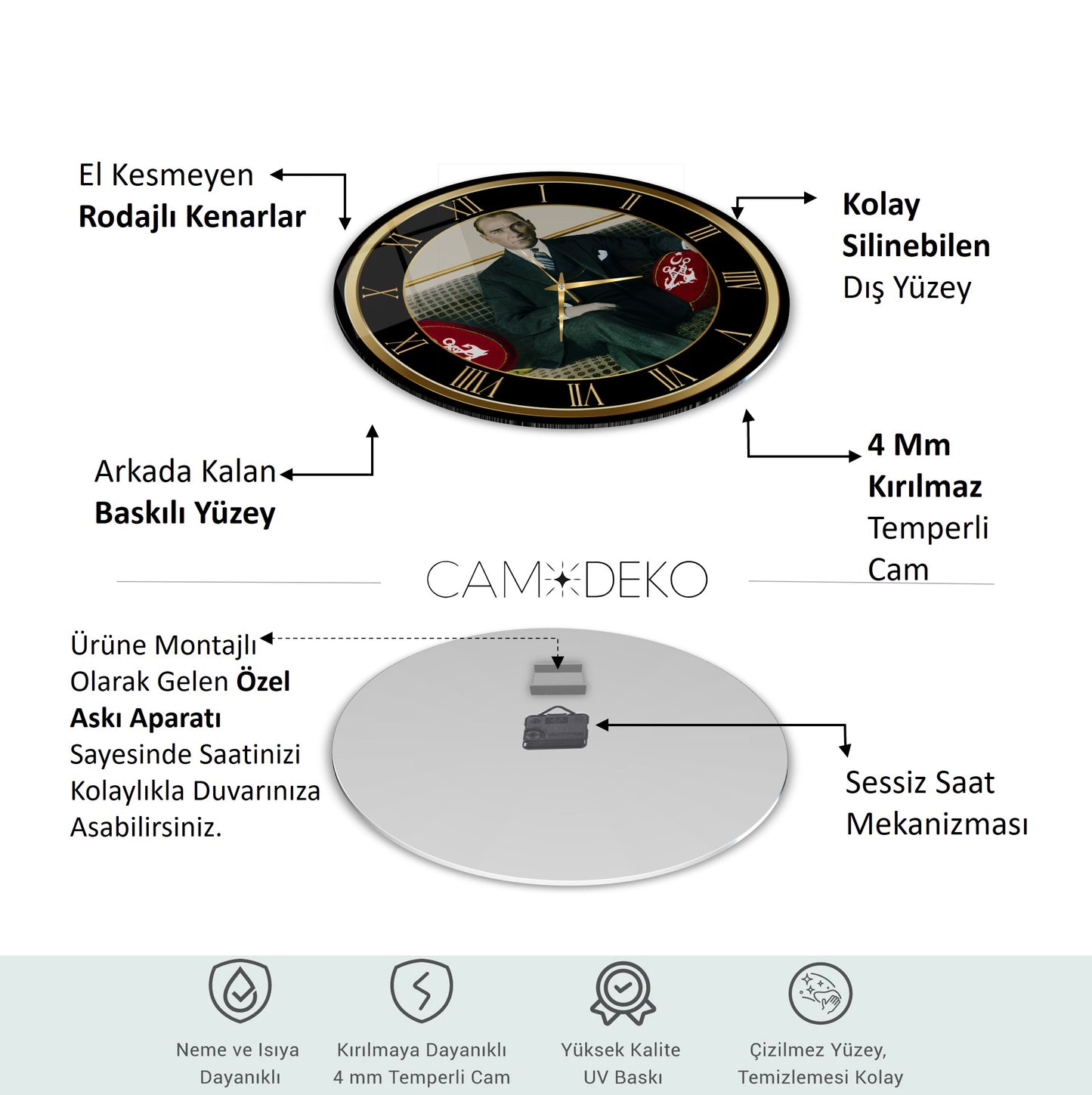 Atatürk Cam Duvar Saati