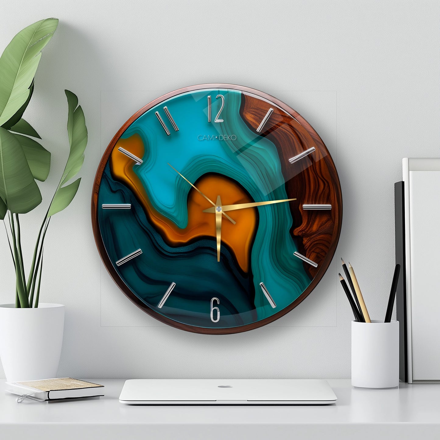 Modern Minimal Renkli Cam Duvar Saati