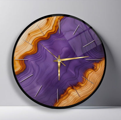 Minimal Mor Renkli Cam Duvar Saati