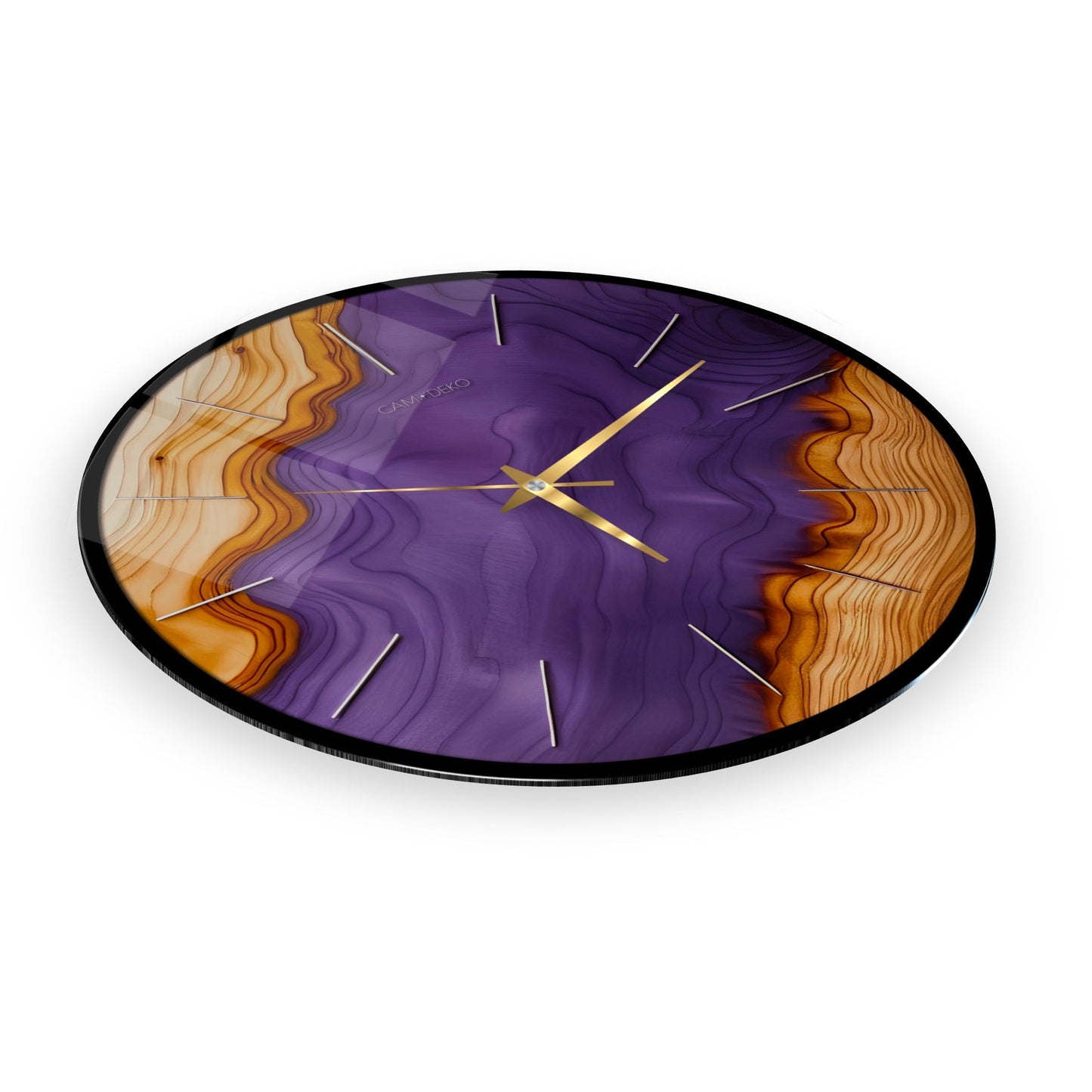 Minimal Mor Renkli Cam Duvar Saati