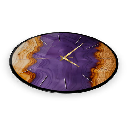 Minimal Mor Renkli Cam Duvar Saati