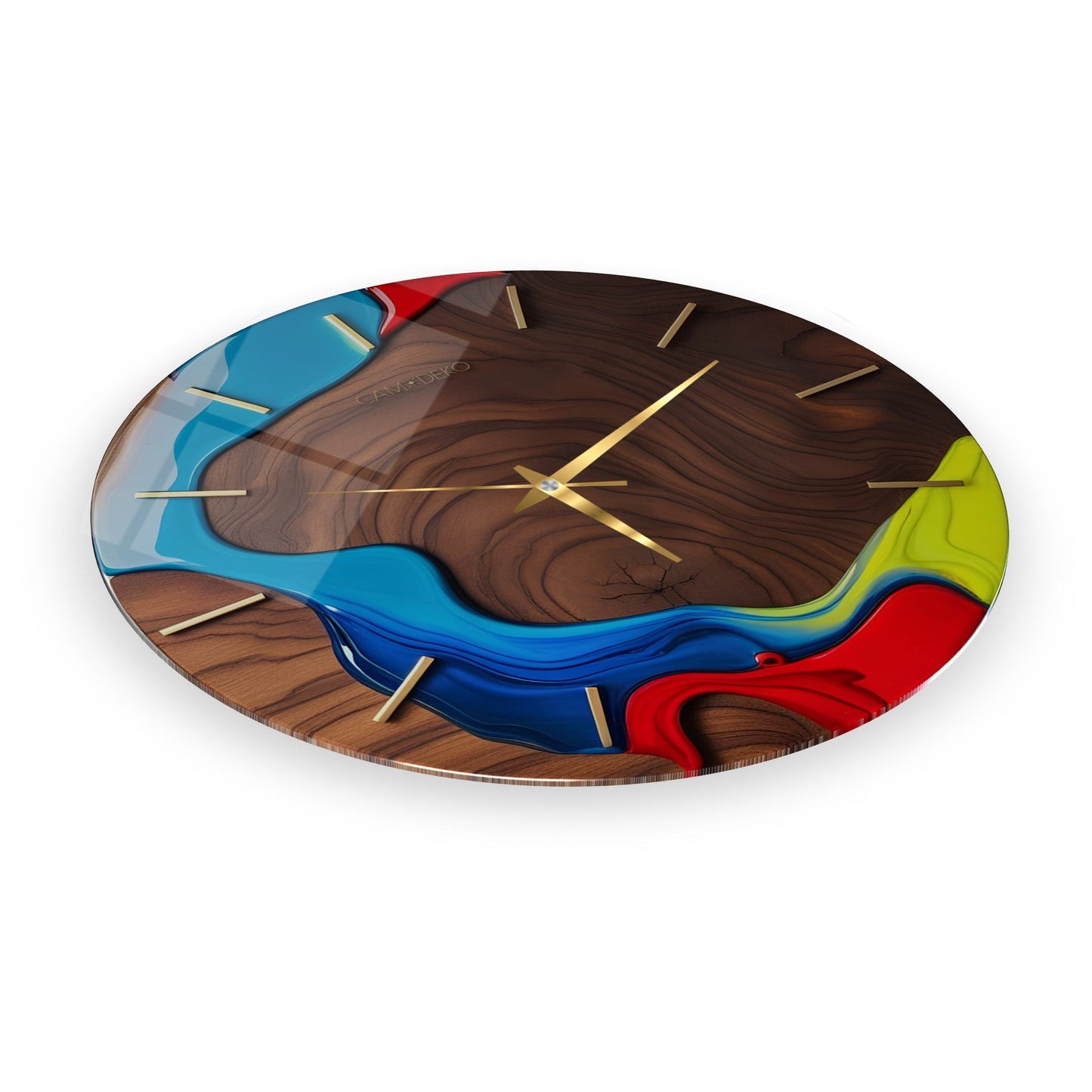 Minimal Soyut Renkler Cam Duvar Saati