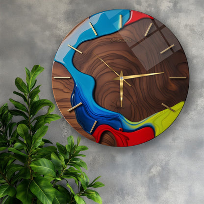 Minimal Soyut Renkler Cam Duvar Saati