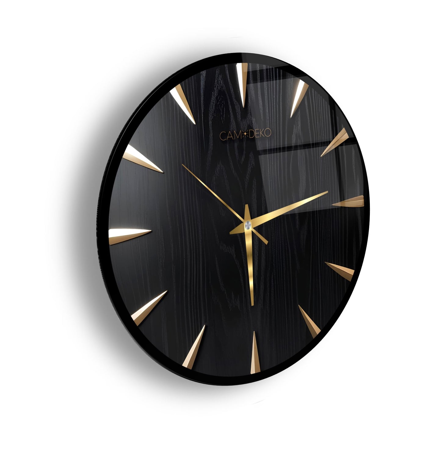 Klasik Gold Siyah Cam Duvar Saati