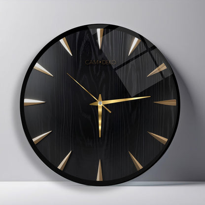 Klasik Gold Siyah Cam Duvar Saati