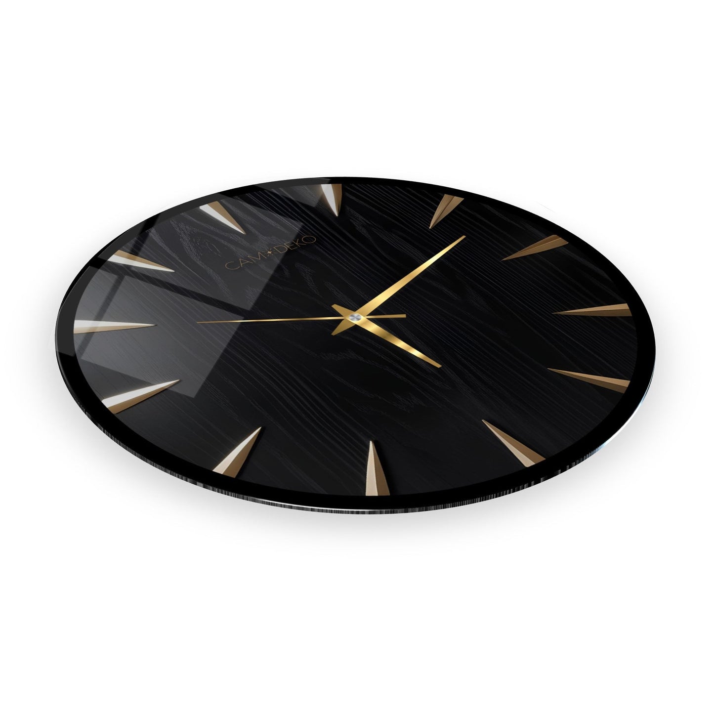 Klasik Gold Siyah Cam Duvar Saati