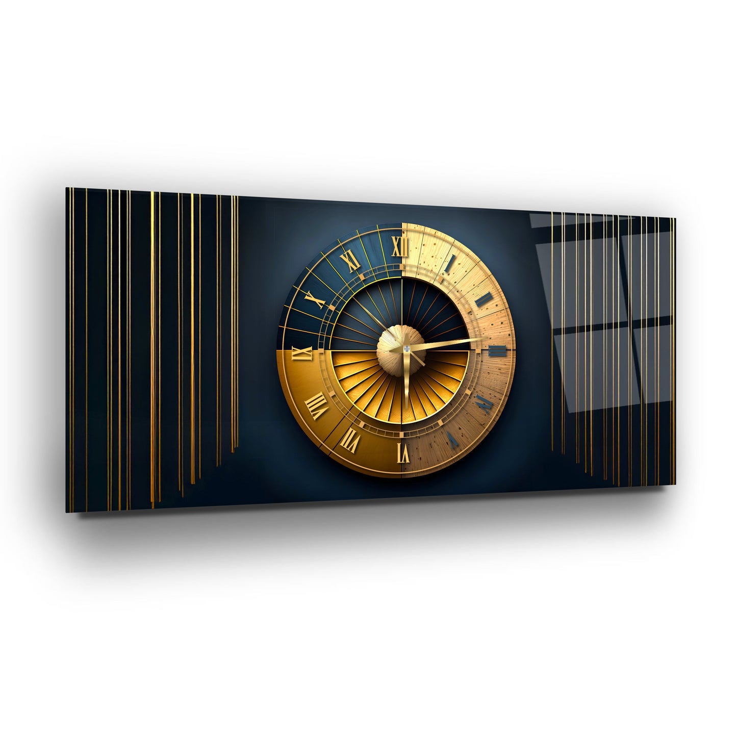 Soyut Gold Cam Duvar Saati