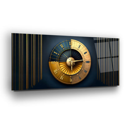 Soyut Gold Cam Duvar Saati