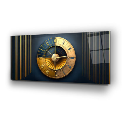Soyut Gold Cam Duvar Saati