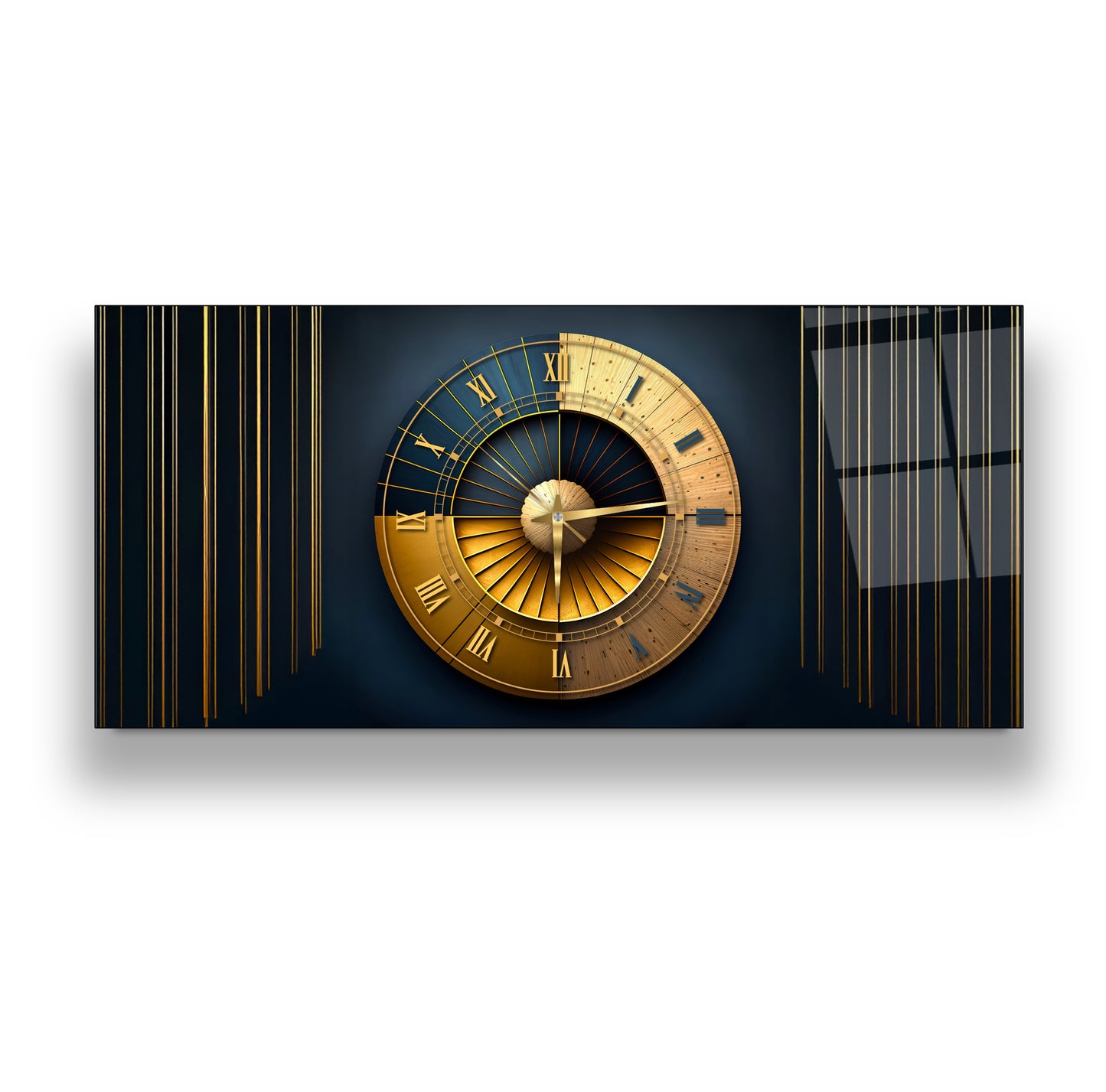 Soyut Gold Cam Duvar Saati