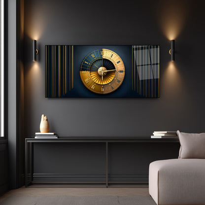 Soyut Gold Cam Duvar Saati