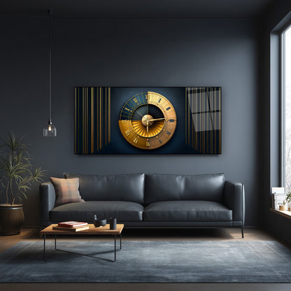 Soyut Gold Cam Duvar Saati