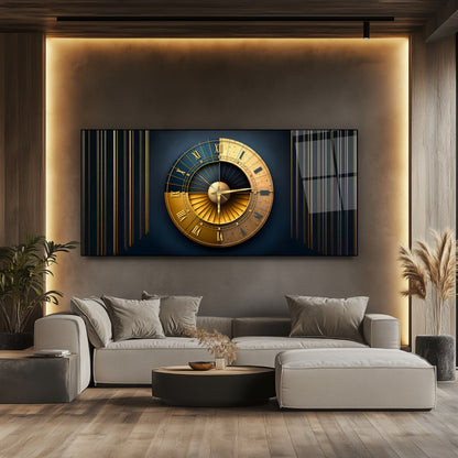 Soyut Gold Cam Duvar Saati