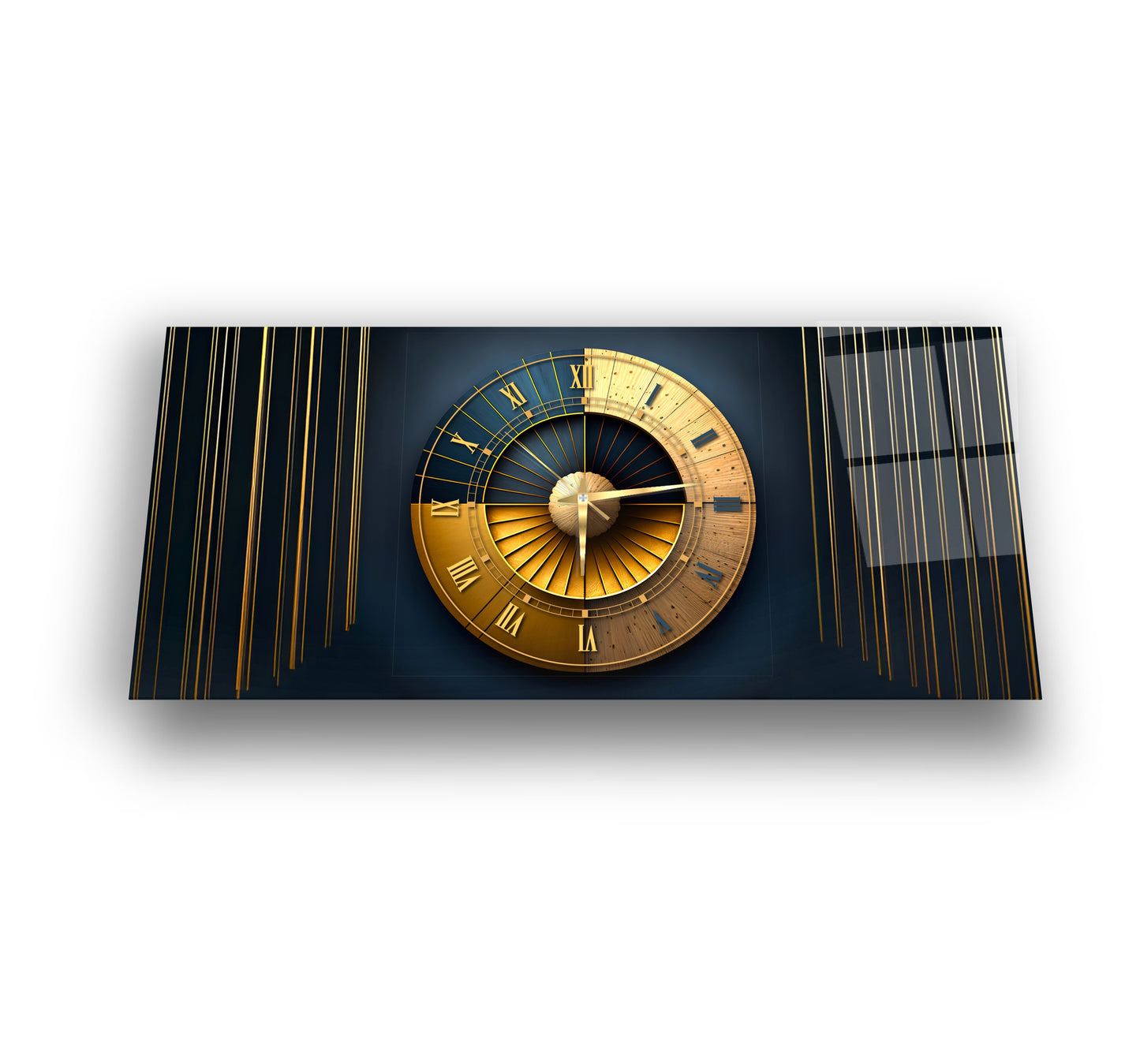 Soyut Gold Cam Duvar Saati