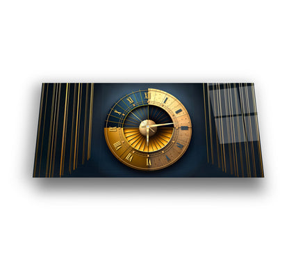 Soyut Gold Cam Duvar Saati