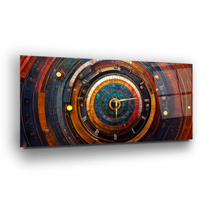 Soyut Etnik Desenler Cam Duvar Saati