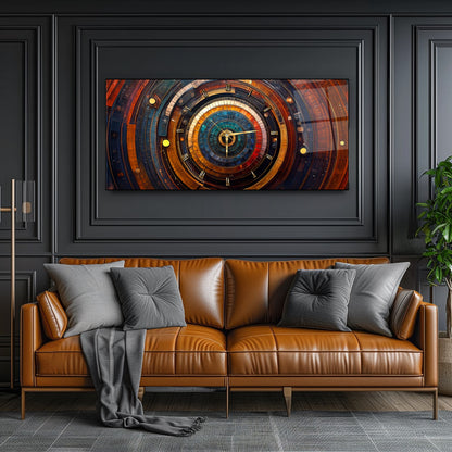 Soyut Etnik Desenler Cam Duvar Saati