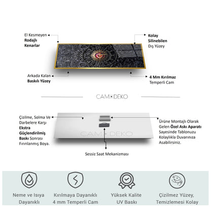 Bayrak Cam Duvar Saati