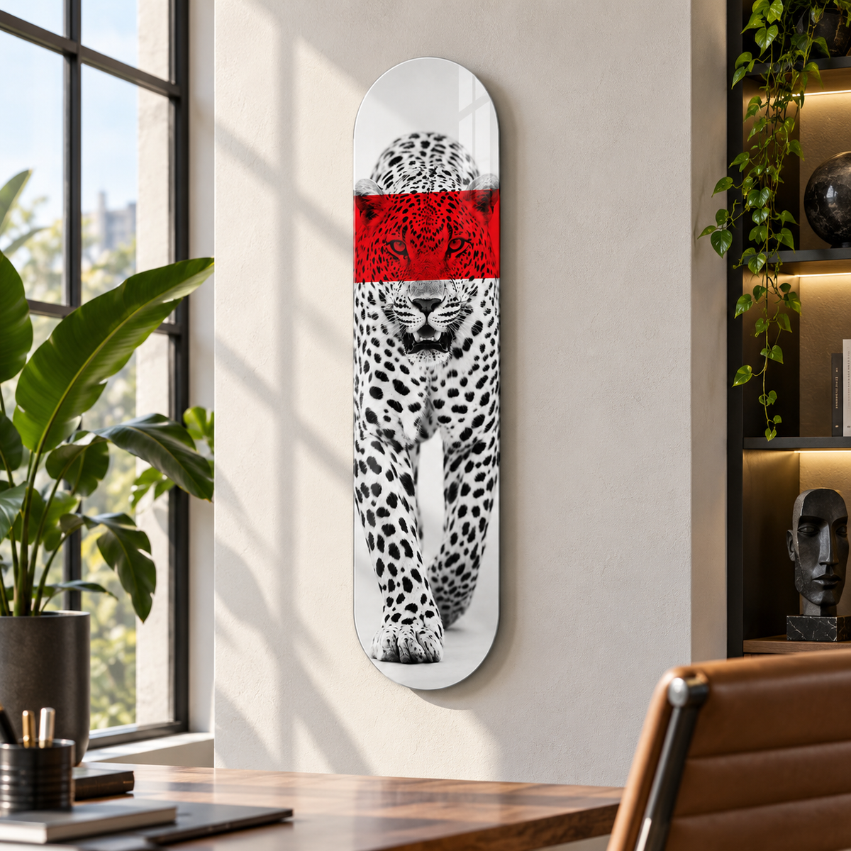 Kırmızı bantlı leopar Skate Board cam tablo - alternatif premium mekan