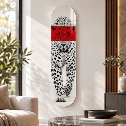 Kırmızı bantlı leopar Skate Board cam tablo - premium salon