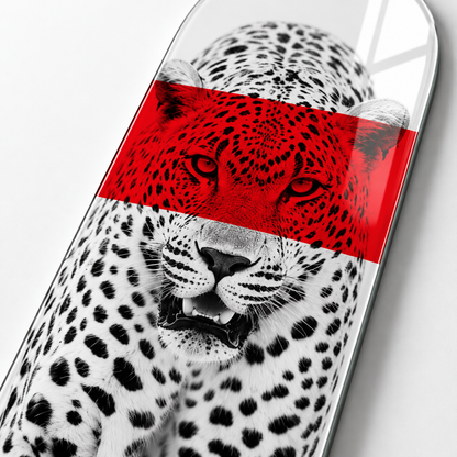 Kırmızı bantlı leopar UV baskı detay görseli
