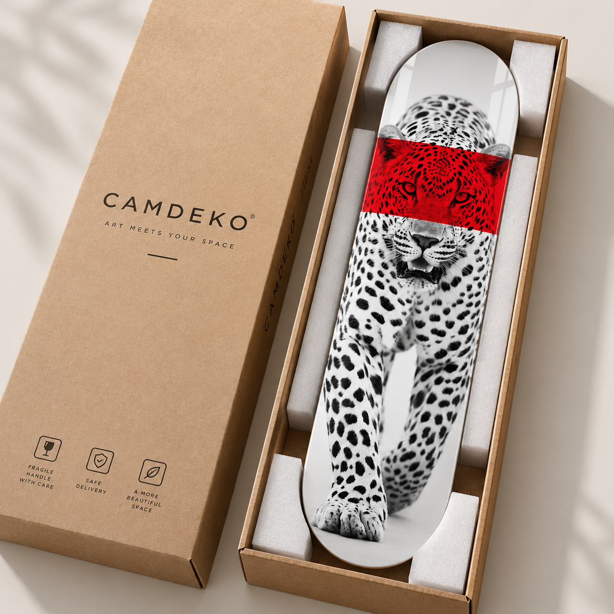 CAMDEKO güvenli paketleme - leopar Skate Board cam tablo