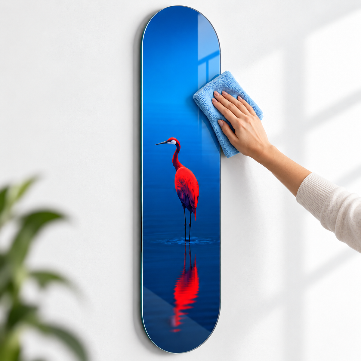 Kırmızı turna Skate Board cam tablo - mikrofiber bezle kolay temizlik