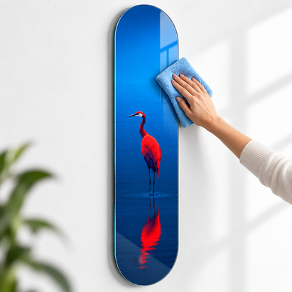 Kırmızı turna Skate Board cam tablo - mikrofiber bezle kolay temizlik