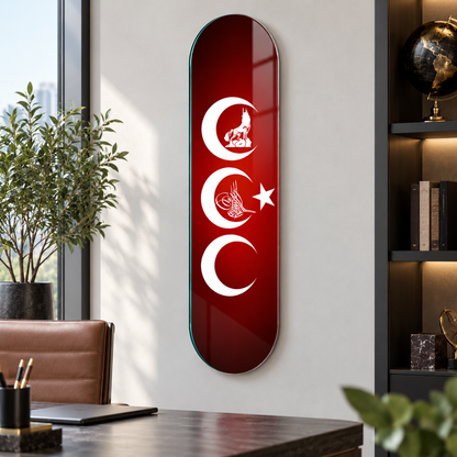 Kırmızı üç hilal Skate Board cam tablo - çalışma odası
