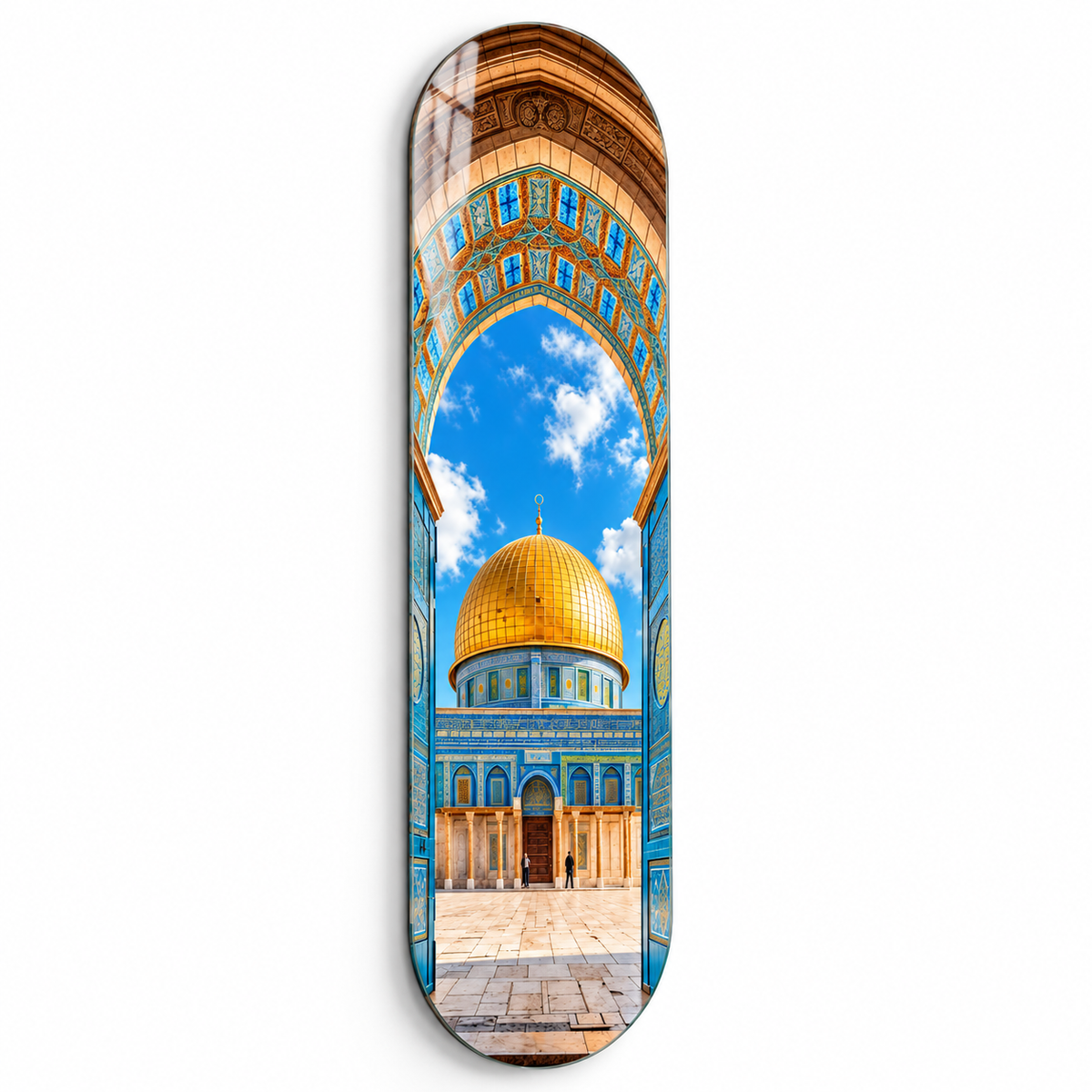 Kubbetü's-Sahra manzaralı Skate Board cam tablo - beyaz zemin