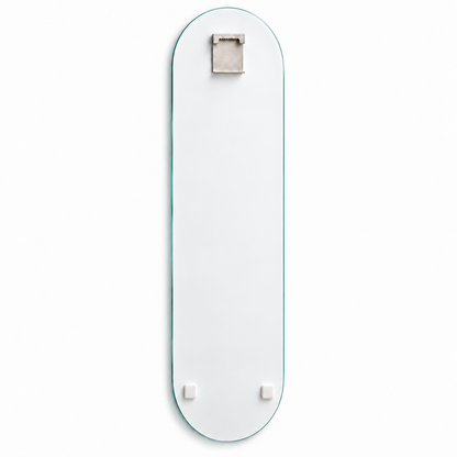 Skate Board cam tablo beyaz arka yüz - üst ortada tek hazır çelik askı ve altta iki tampon
