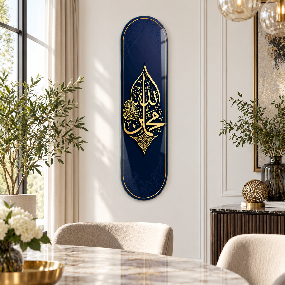 Lacivert altın hatlı Skate Board cam tablo - farklı premium mekan
