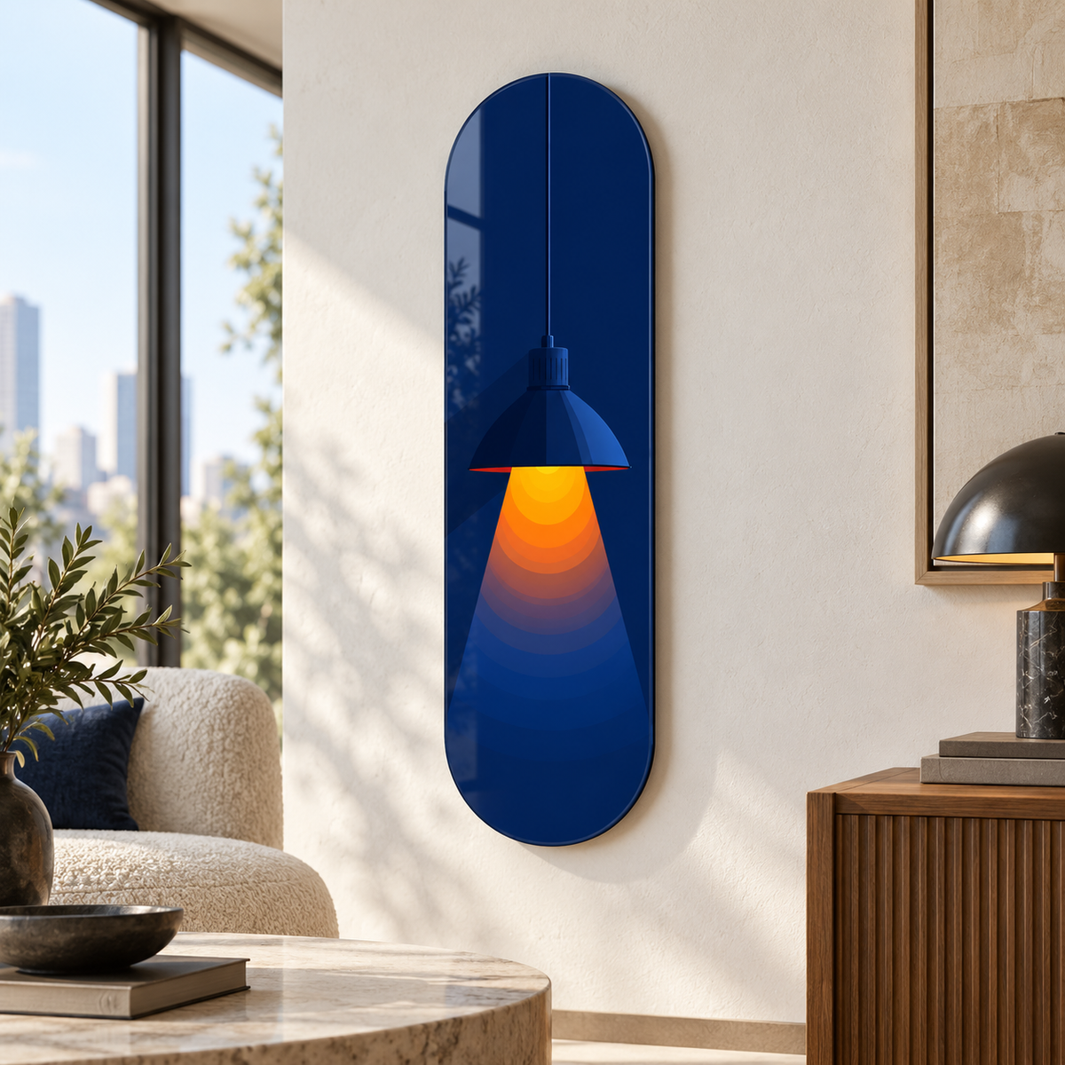 Lacivert lamba Skate Board cam tablo farklı premium mekan