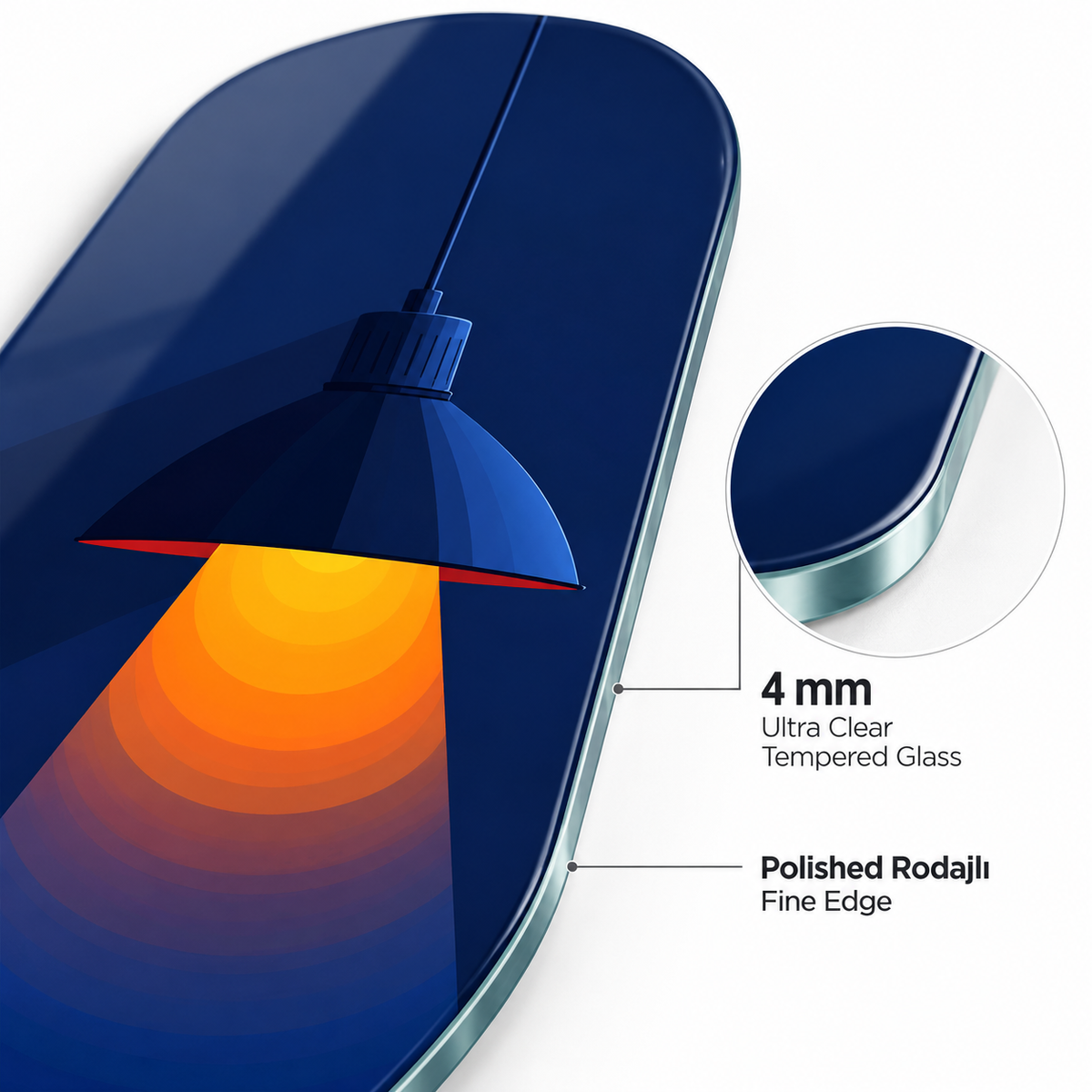 4 mm Ultra Clear ince rodajlı cam kenar detayı