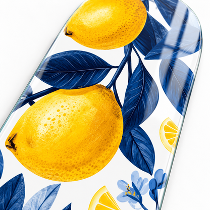Limon ve lacivert yaprak desenli UV baskı detay görseli