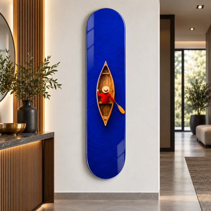 Mavi gölde kano temalı Skate Board cam tablo - farklı premium mekan