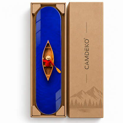CAMDEKO koruyuculu kraft paketleme - mavi gölde kano Skate Board cam tablo