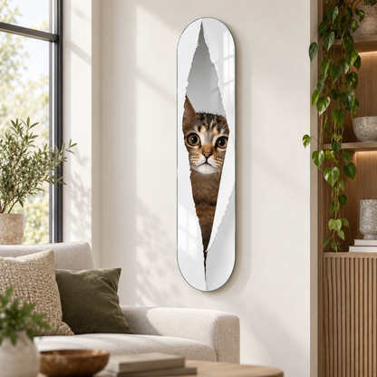 Meraklı yavru kedi Skate Board cam tablo - premium mekan