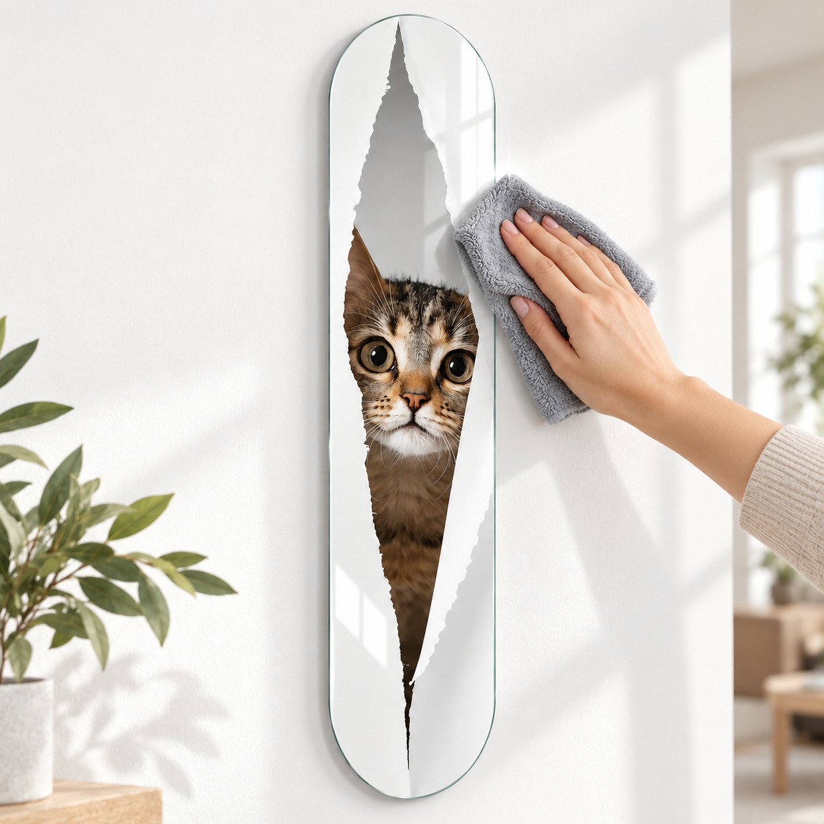 Cam tablo kolay temizlik - meraklı yavru kedi model