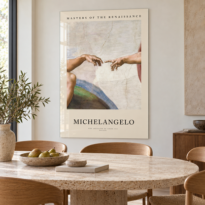 Michelangelo Âdem’in Yaratılışı Dikey Cam Tablo - Yemek odası