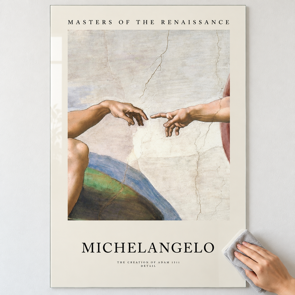 Michelangelo Âdem’in Yaratılışı Dikey Cam Tablo - Kolay temizlik