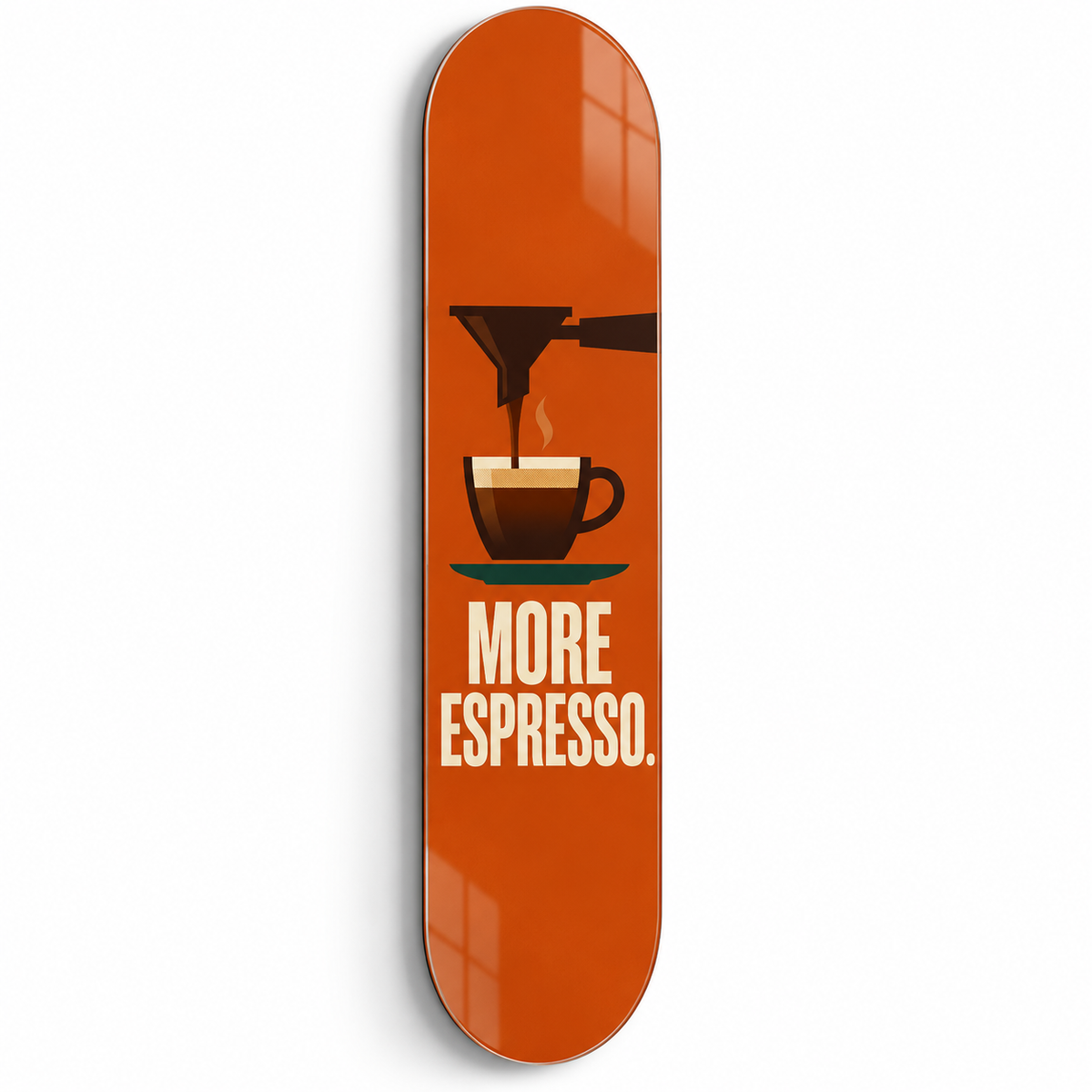 More Espresso kahve temalı Skate Board cam tablo - beyaz zemin