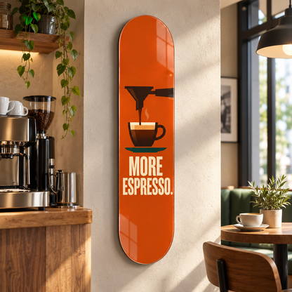 More Espresso Skate Board cam tablo - alternatif premium kahve alanı