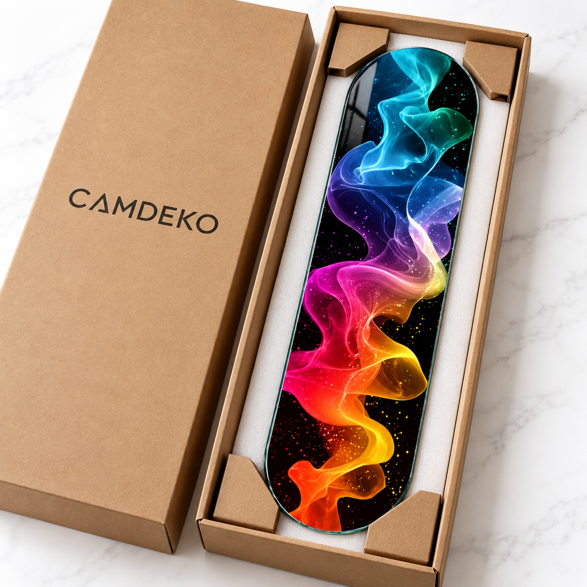 CAMDEKO güvenli paketleme - neon spektrum duman Skate Board cam tablo